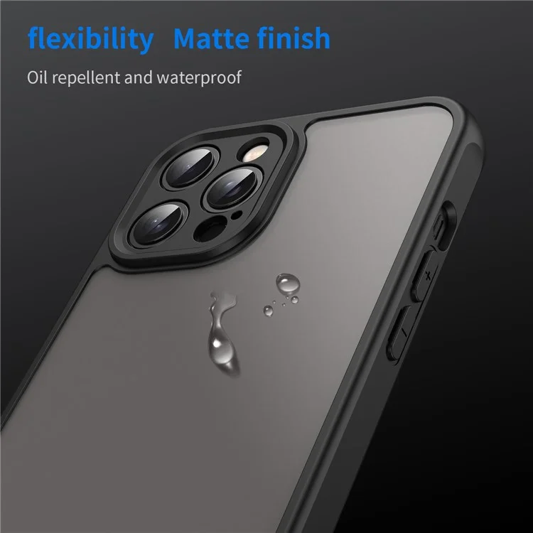 Coque pour iPhone 12 Pro Max Antichoc avec Coussins d'Air, Givré Translucide PC + TPU Protection Arrière - Noir
