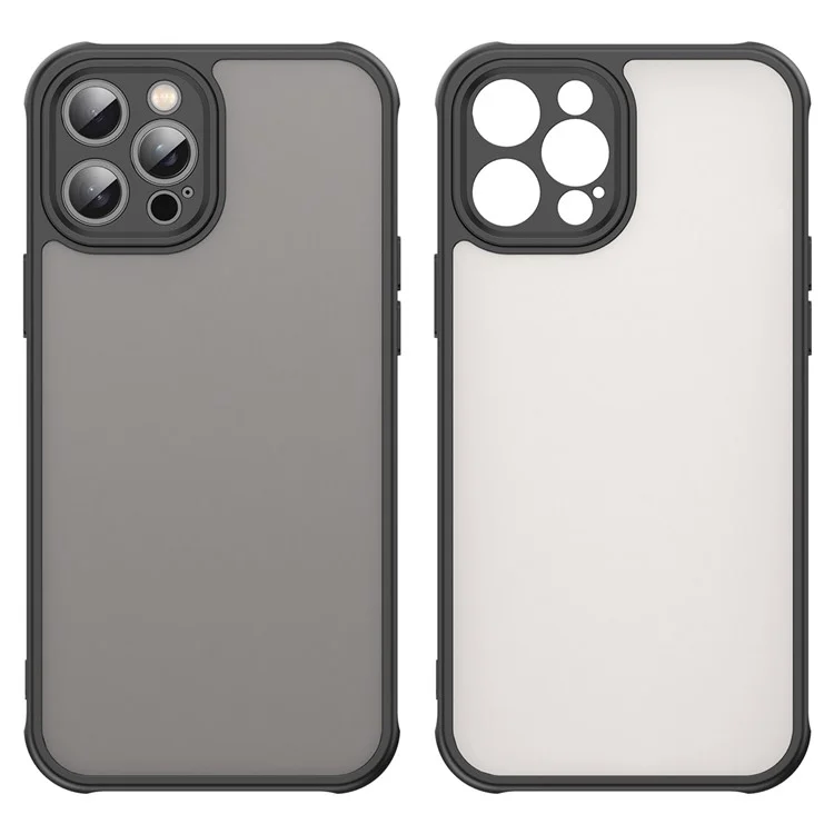 Coque pour iPhone 12 Pro Max Antichoc avec Coussins d'Air, Givré Translucide PC + TPU Protection Arrière - Noir