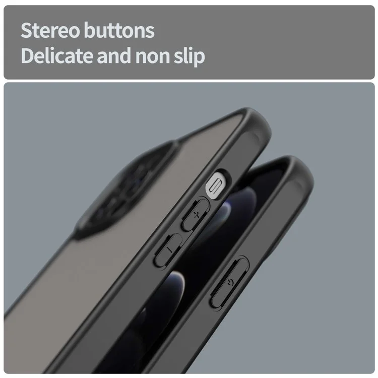 Coque pour iPhone 12 Pro Max Antichoc avec Coussins d'Air, Givré Translucide PC + TPU Protection Arrière - Noir