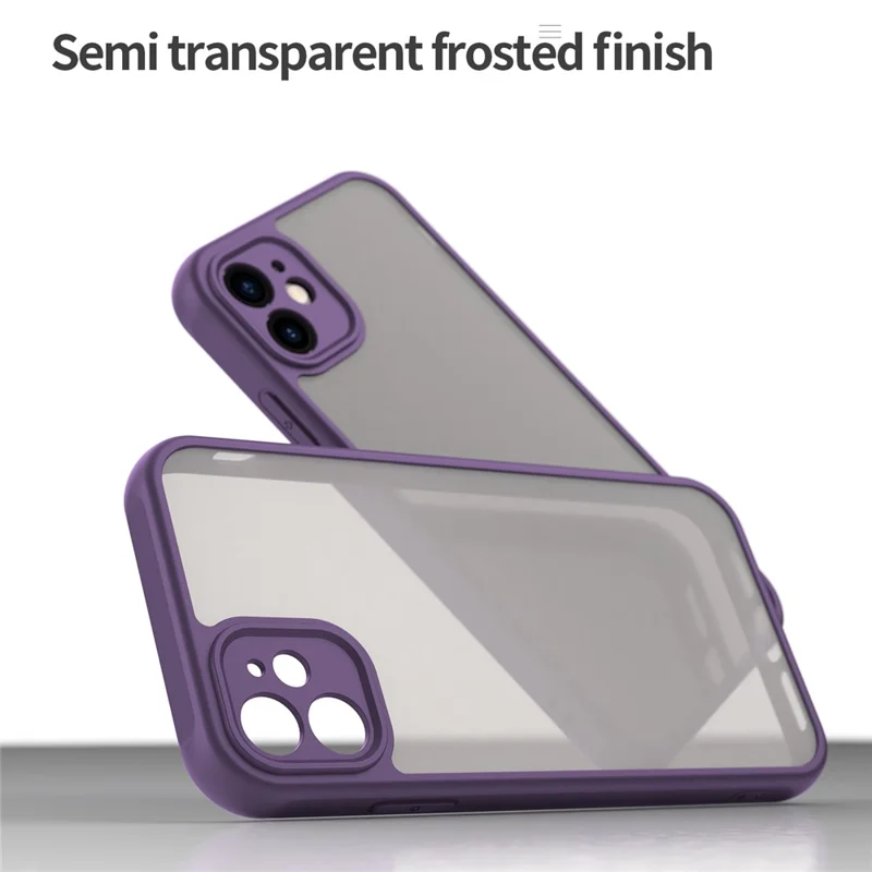 For iPhone 11 Case Drop Proof Airbags Frosted Translucent PC + TPU Phone Back Cover - Purple
