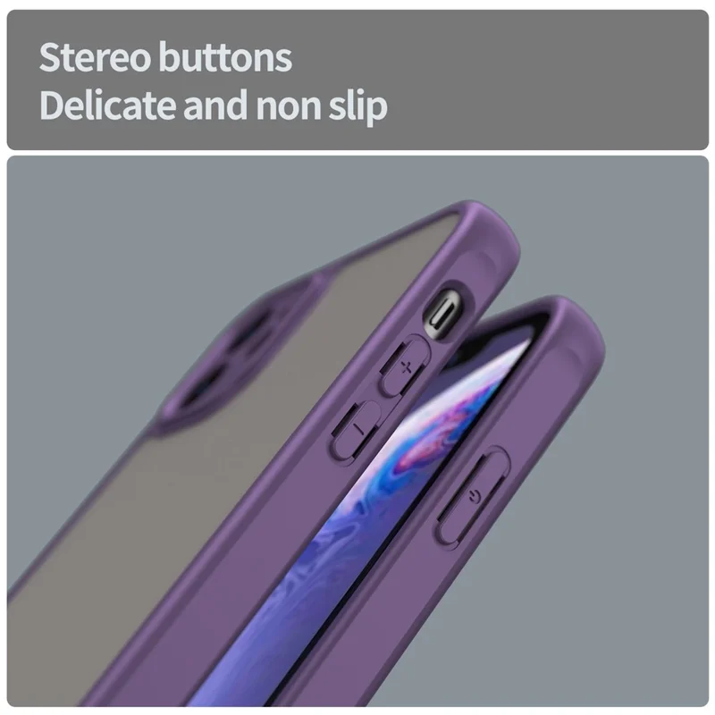 For iPhone 11 Case Drop Proof Airbags Frosted Translucent PC + TPU Phone Back Cover - Purple