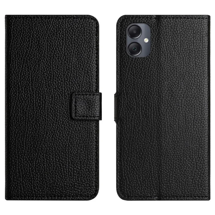 Capa para Samsung Galaxy A06 5G / A06 4G em Couro PU com Carteira, Textura Lichi, Preta