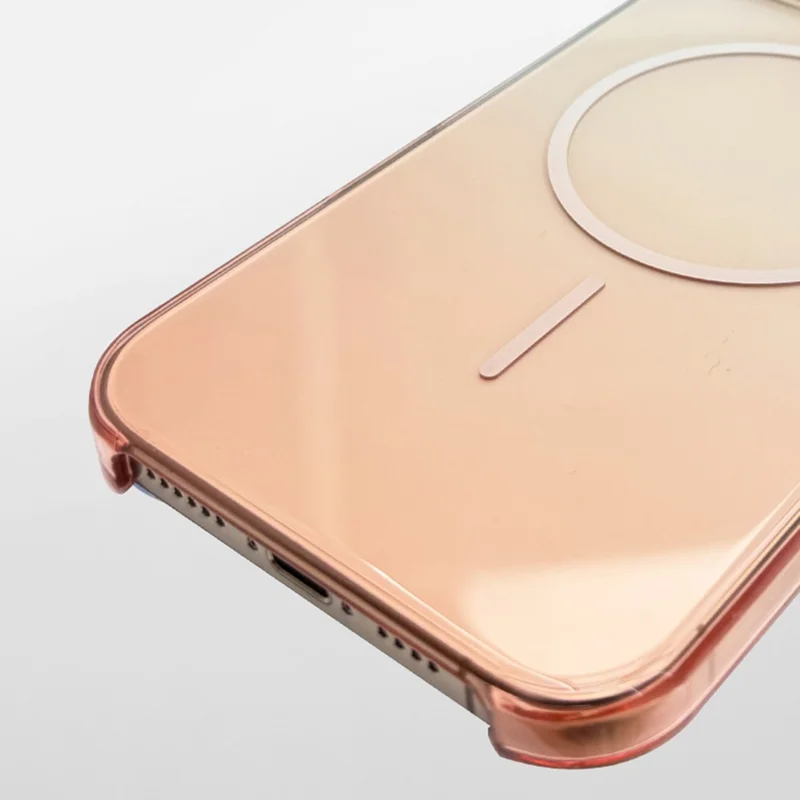 For iPhone 16 Pro Magnetic Case Gradient Color Hard PC Phone Cover Camera Lens Frame Kickstand - Pink