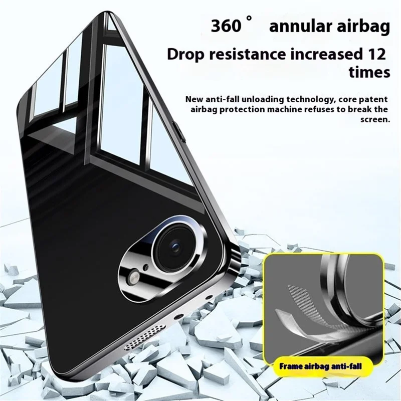 For iPhone 16e Case Electroplating PC Phone Back Cover with Camera Lens Protector - Black