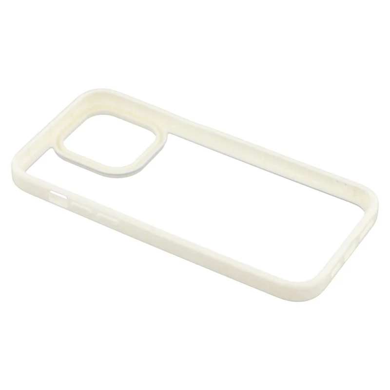 For iPhone 15 Pro Max Phone Case Sparkling Rhinestone Decor TPU + PC Clear Back Cover - White