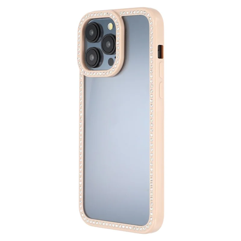 For iPhone 15 Pro Max Phone Case Sparkling Rhinestone Decor TPU + PC Clear Back Cover - Brown