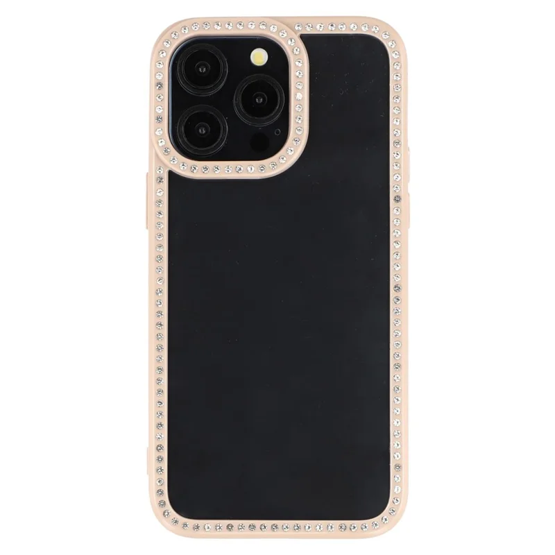 For iPhone 15 Pro Max Phone Case Sparkling Rhinestone Decor TPU + PC Clear Back Cover - Brown