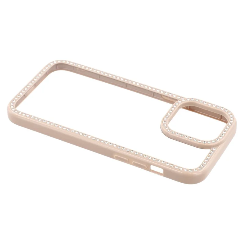 For iPhone 15 Pro Max Phone Case Sparkling Rhinestone Decor TPU + PC Clear Back Cover - Brown