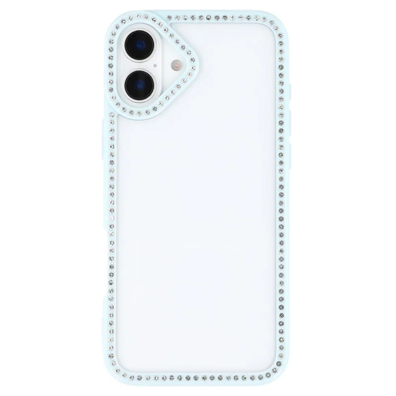 For iPhone 16 Case Sparkling Rhinestone Decor TPU + PC Clear Phone Back Cover - Blue