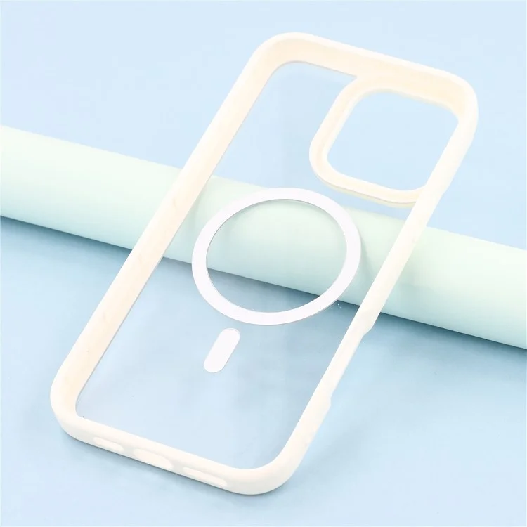 Funda para iPhone 16 Pro Compatible con MagSafe, Decoración de Strass, TPU + PC Transparente - Blanco