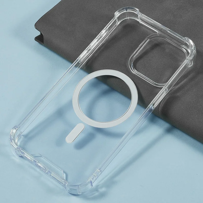 For iPhone 15 Pro Clear Phone Case Compatible with MagSafe 1.5mm Shockproof Back Cover
