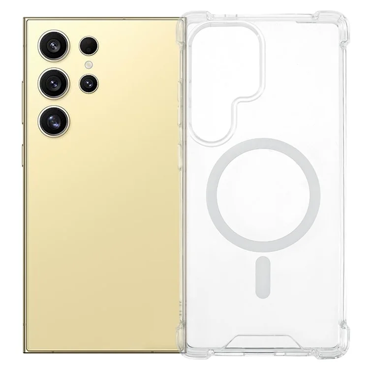 For Samsung Galaxy S24 Ultra Clear Phone Case Compatible with MagSafe 1.5mm Shockproof Back Cover