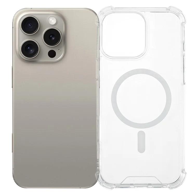 For iPhone 16 Pro Clear Phone Case Compatible with MagSafe 1.5mm Shockproof Back Cover