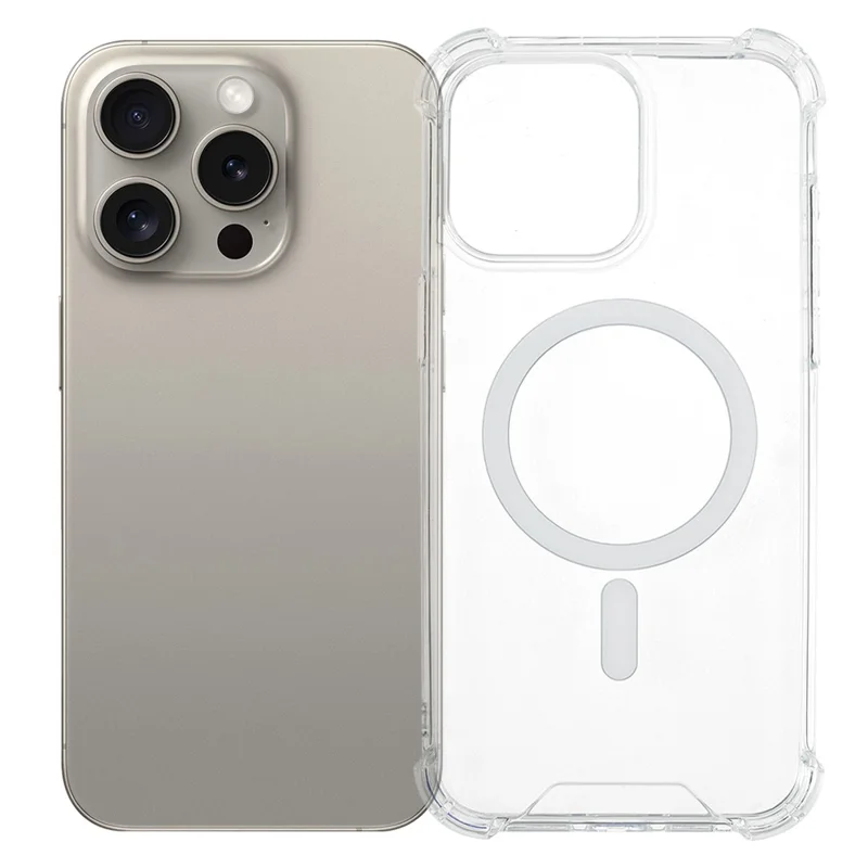 For iPhone 15 Pro Max Clear Phone Case Compatible with MagSafe 1.5mm Shockproof Back Cover