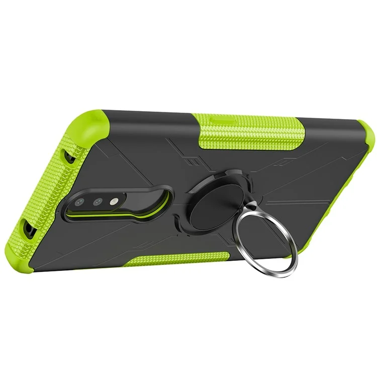 Anti-drop-telefonkoffer Für Nokia 2.4 Schocksicheres Hartpc Soft Tpu-telefon Shell Mit Kickstand - Grün