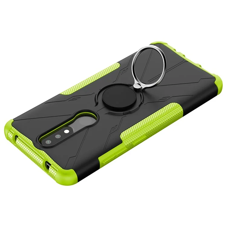 Anti-drop-telefonkoffer Für Nokia 2.4 Schocksicheres Hartpc Soft Tpu-telefon Shell Mit Kickstand - Grün