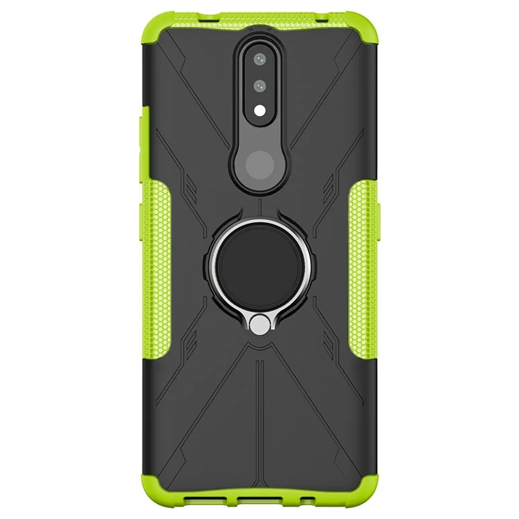 Anti-drop-telefonkoffer Für Nokia 2.4 Schocksicheres Hartpc Soft Tpu-telefon Shell Mit Kickstand - Grün