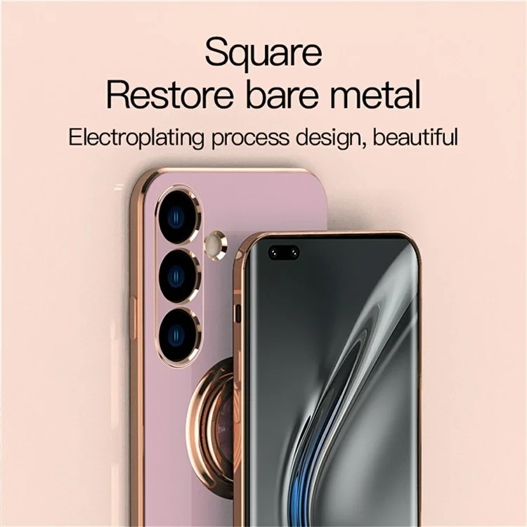 Étui pour Samsung Galaxy A35 5G avec Découpes Précises Électroplacage TPU avec Support de Bague - Violet Clair