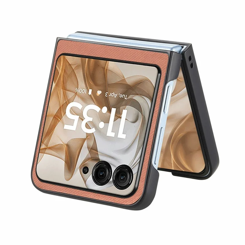 Til Motorola Razr 50 5G Etui Kompatibelt med MagSafe, Læder med jeansstruktur - Brun