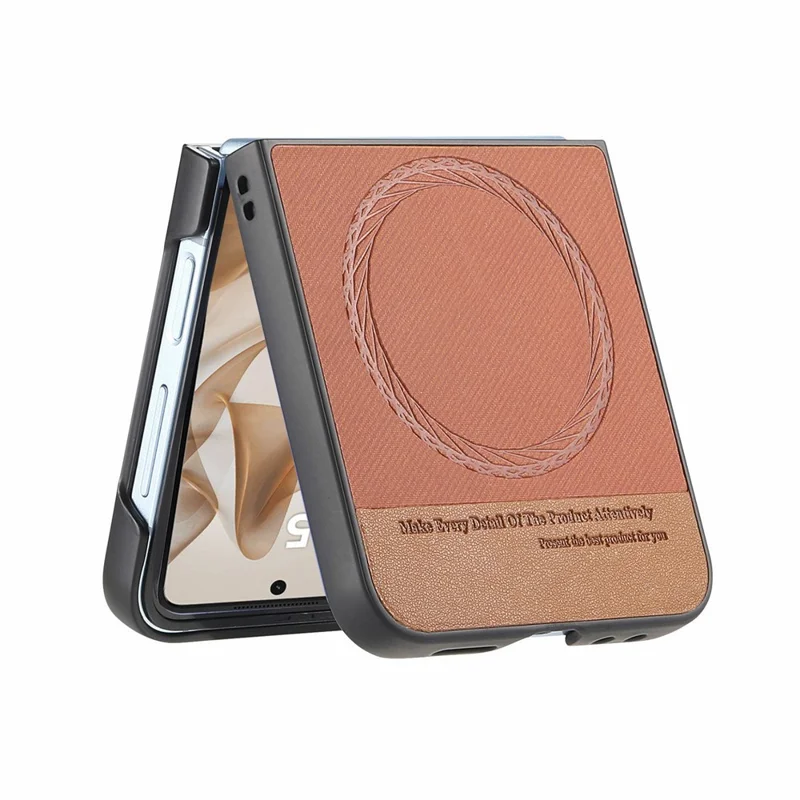 Til Motorola Razr 50 5G Etui Kompatibelt med MagSafe, Læder med jeansstruktur - Brun