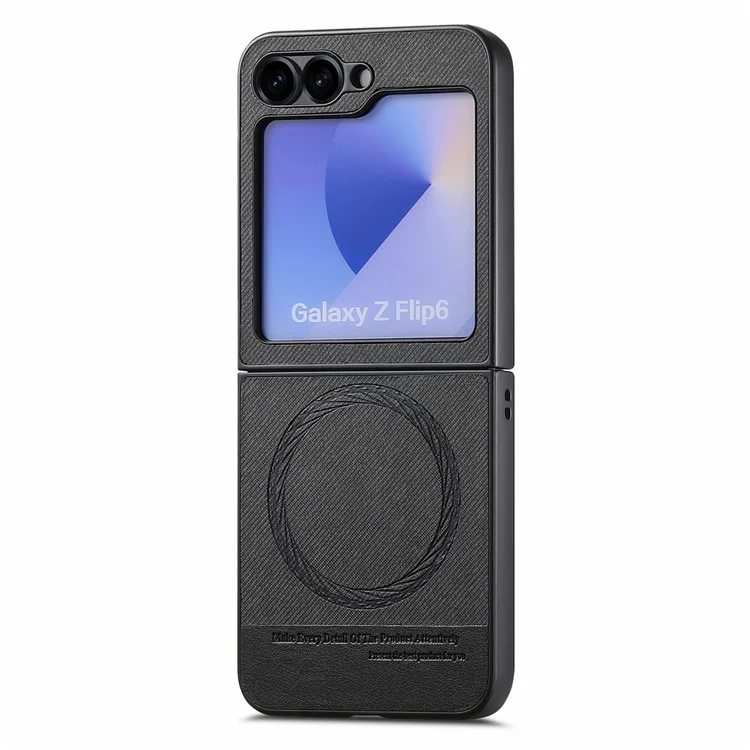 Funda para Samsung Galaxy Z Flip6 5G Compatible con MagSafe, Textura de Mezclilla, Cuero + PC Antichoque - Negro
