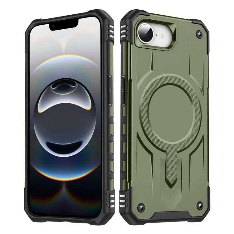 For iPhone 16e Case Compatible with MagSafe Four Corner Airbags PC + TPU Phone Cover - Army Green