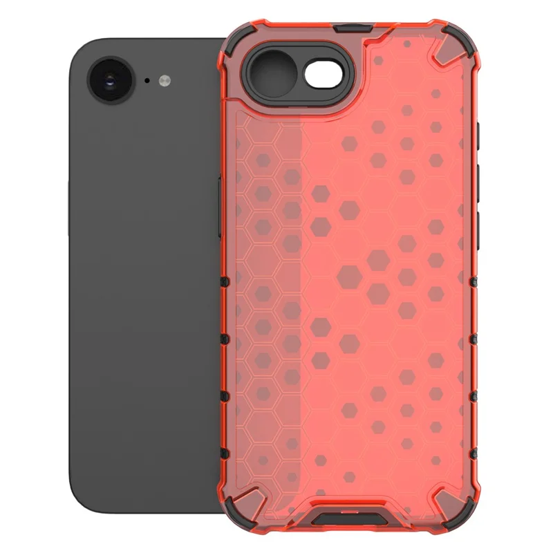 For iPhone 17e / 16e Case PC + TPU Phone Cover Honeycomb Shape - Red