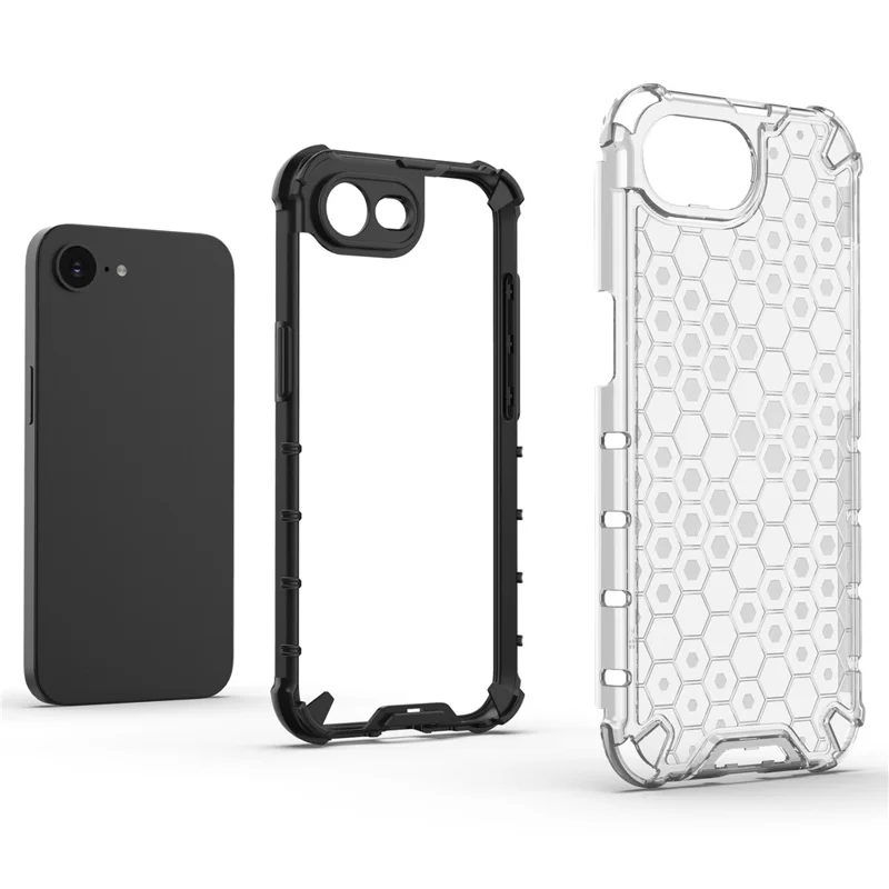 For iPhone 17e / 16e Case PC + TPU Phone Cover Honeycomb Shape - Red