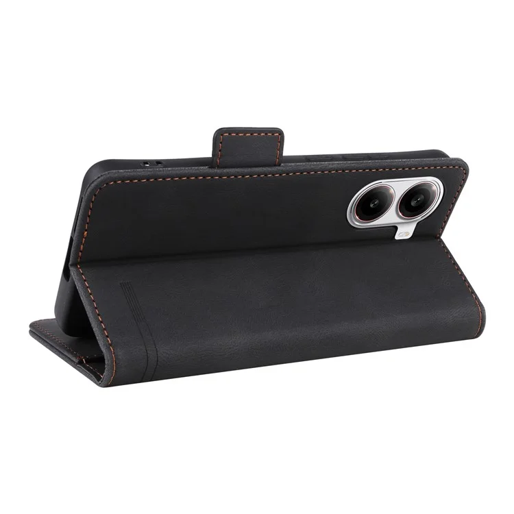 Funda de cuero tipo cartera con decoración metálica para Xiaomi Poco X7 Pro 5G / Redmi Turbo 4 5G - Negro