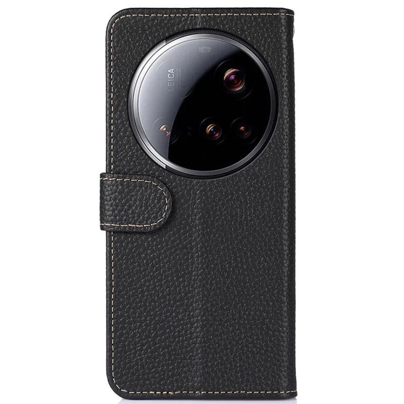 KHAZNEH voor Xiaomi 15 Ultra hoesje van echt koeienleer, omslaghoes - Zwart