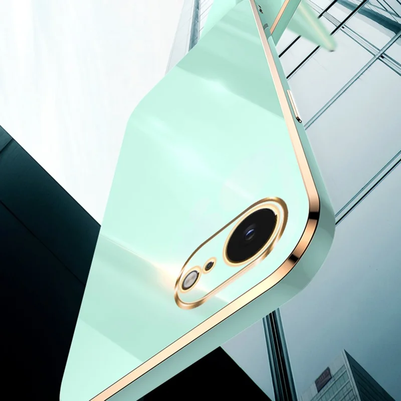 XINLI voor iPhone 16e hoesje TPU telefoonhoes met gegalvaniseerde rand - Cyaan