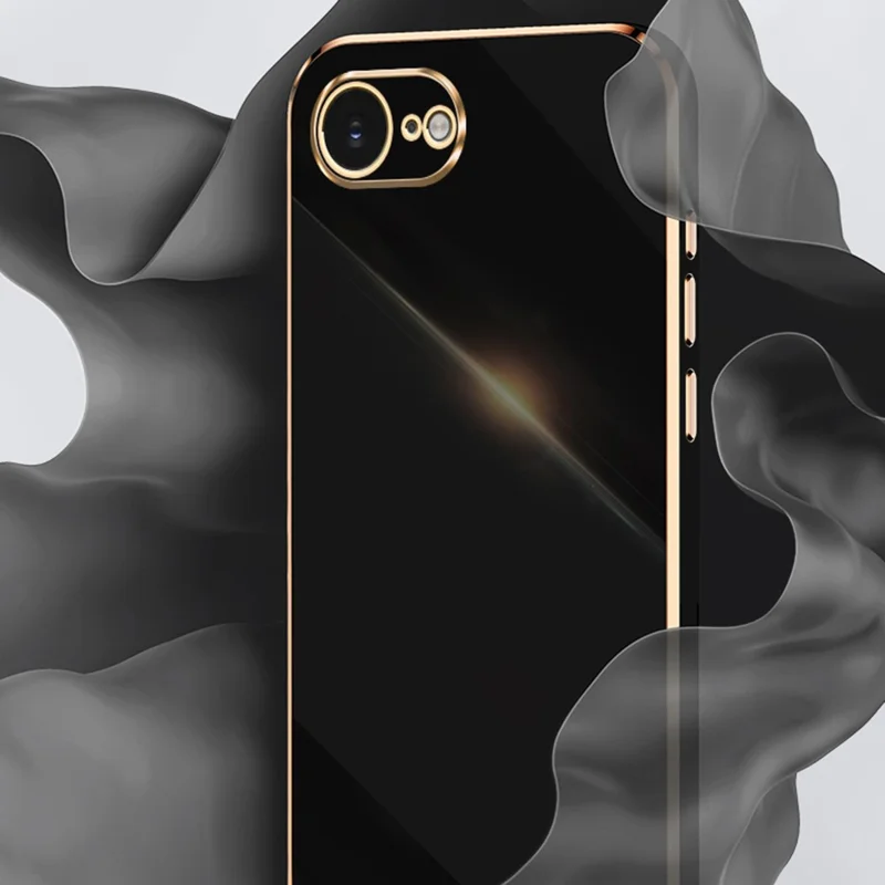 XINLI voor iPhone 16e hoesje TPU telefoonhoes met gegalvaniseerde rand - Cyaan