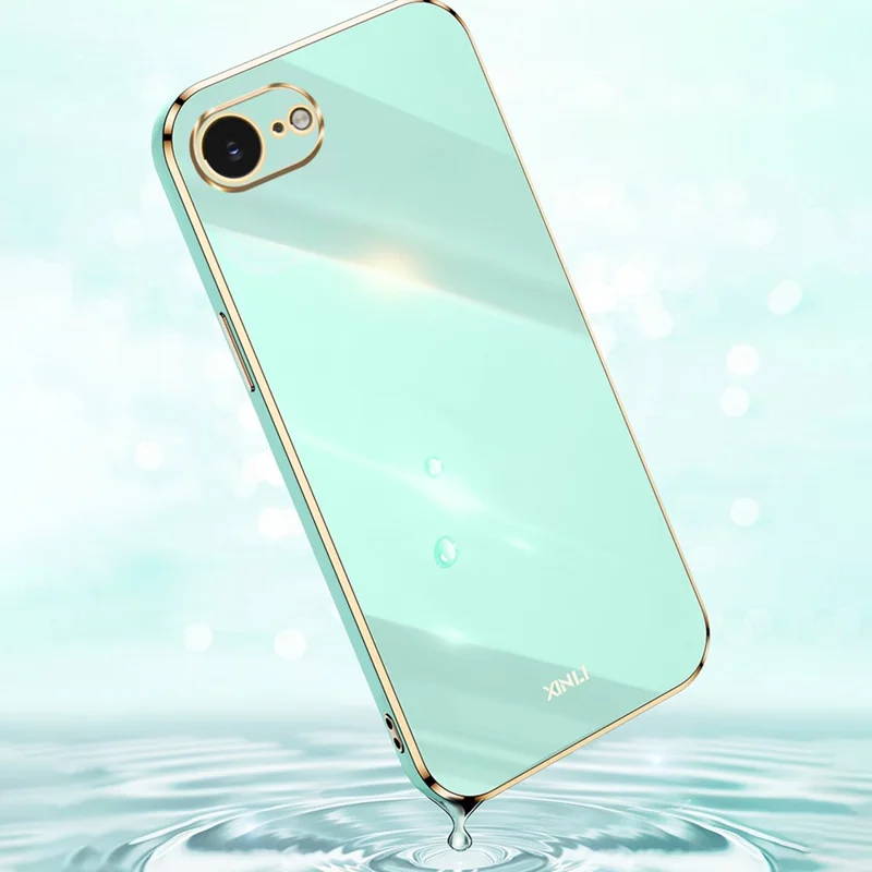 XINLI voor iPhone 16e hoesje TPU telefoonhoes met gegalvaniseerde rand - Cyaan