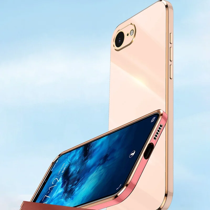 XINLI voor iPhone 16e hoesje TPU telefoonhoes met gegalvaniseerde rand - Cyaan