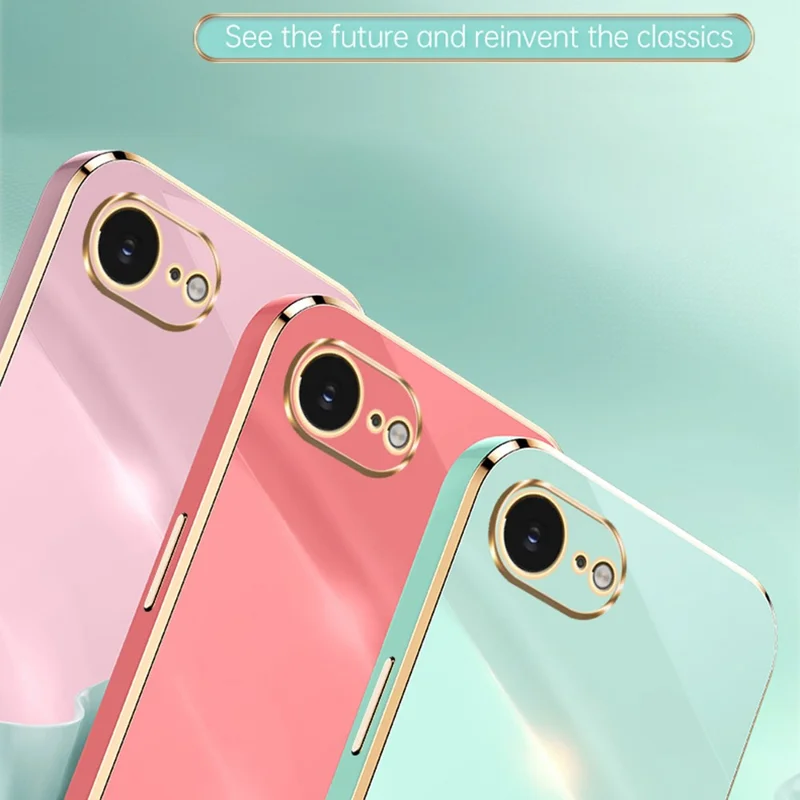 XINLI voor iPhone 16e hoesje TPU telefoonhoes met gegalvaniseerde rand - Cyaan