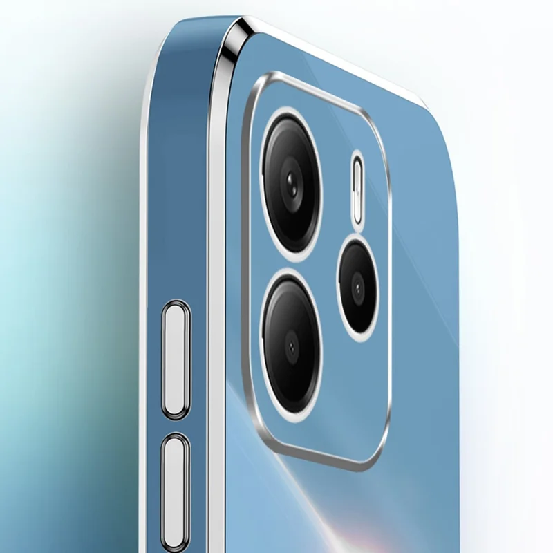 XINLI Funda con Anillo y Soporte para Xiaomi Redmi Note 14 5G - Cubierta de TPU Chapado Electrolítico en Color Cian