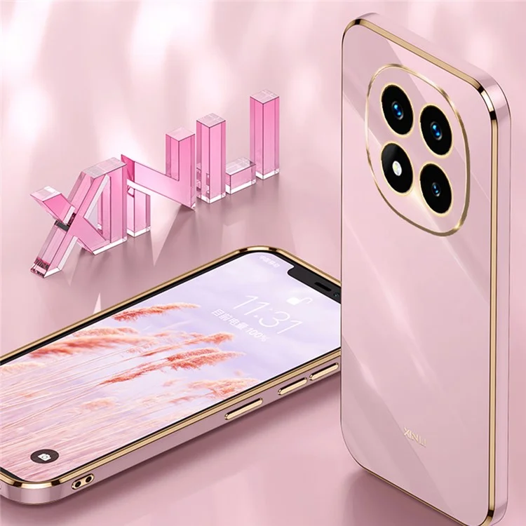 XINLI Para Xiaomi Redmi Note 14 Pro 4G Capa TPU Capa de Telefone com Moldura Eletrolítica - Ciano