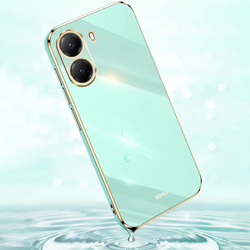 XINLI For Xiaomi Poco X7 Pro 5G Case TPU Phone Cover with Electroplating Frame - Cyan