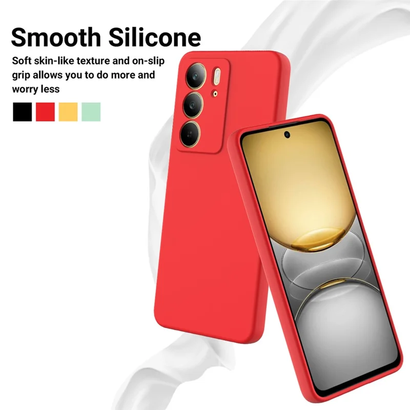 Voor Realme C75x Vloeibaar Siliconen Hoesje Telefoon Achterkant met Handgreep - Rood