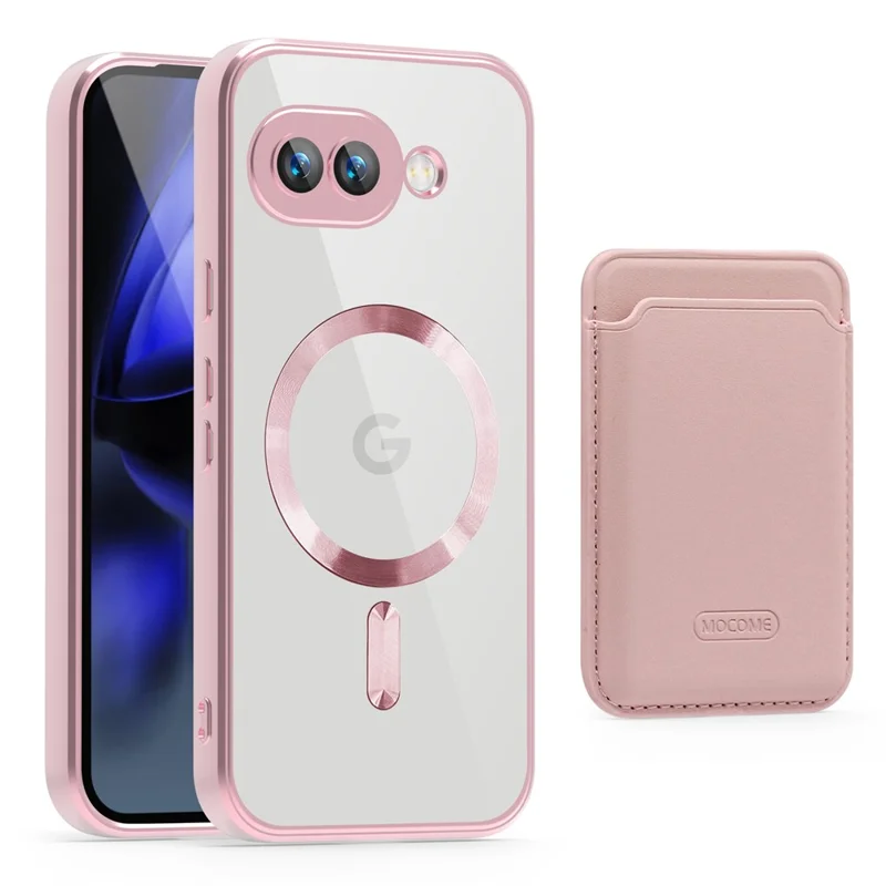 لـ جوجل بيكسل 9a غطاء هاتف متوافق مع MagSafe من مادة TPU + PC مع حافظة بطاقات - وردي