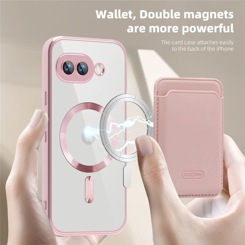 لـ جوجل بيكسل 9a غطاء هاتف متوافق مع MagSafe من مادة TPU + PC مع حافظة بطاقات - وردي