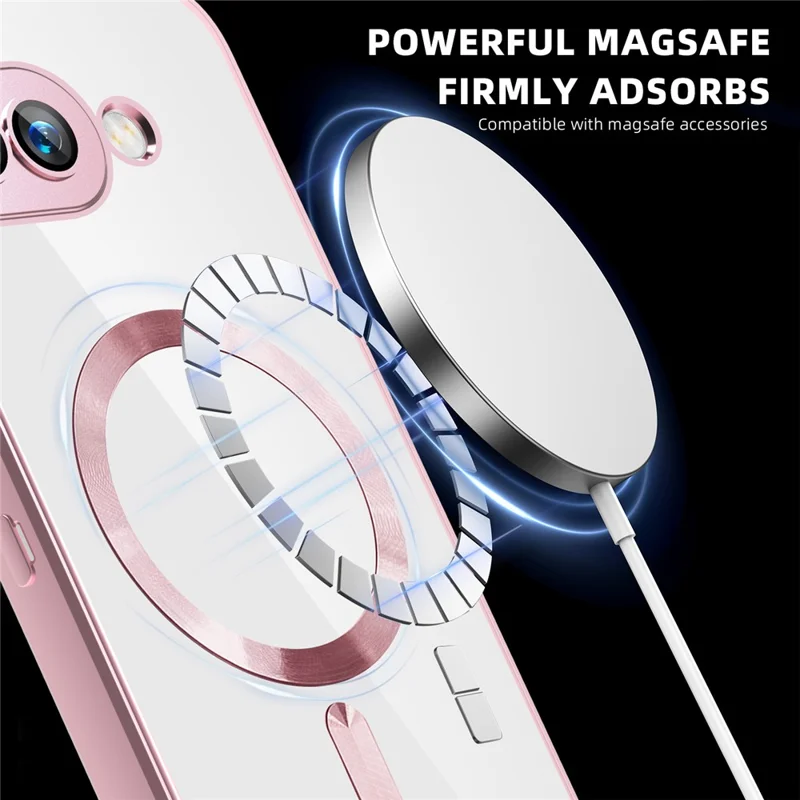 لـ جوجل بيكسل 9a غطاء هاتف متوافق مع MagSafe من مادة TPU + PC مع حافظة بطاقات - وردي