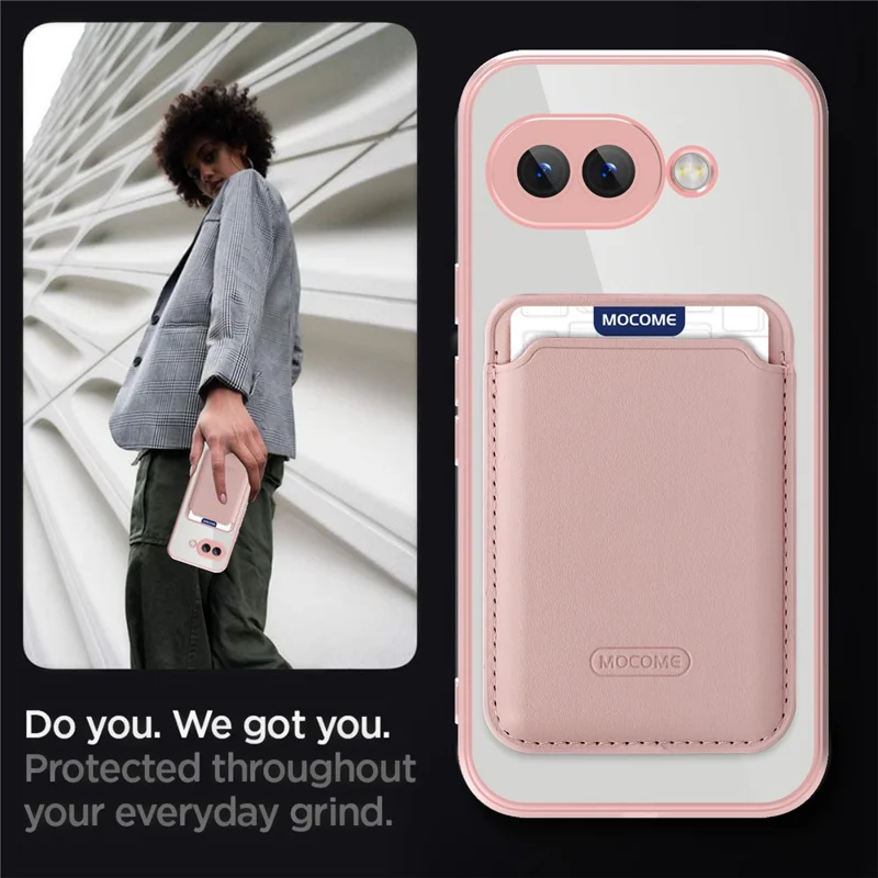 لـ جوجل بيكسل 9a غطاء هاتف متوافق مع MagSafe من مادة TPU + PC مع حافظة بطاقات - وردي