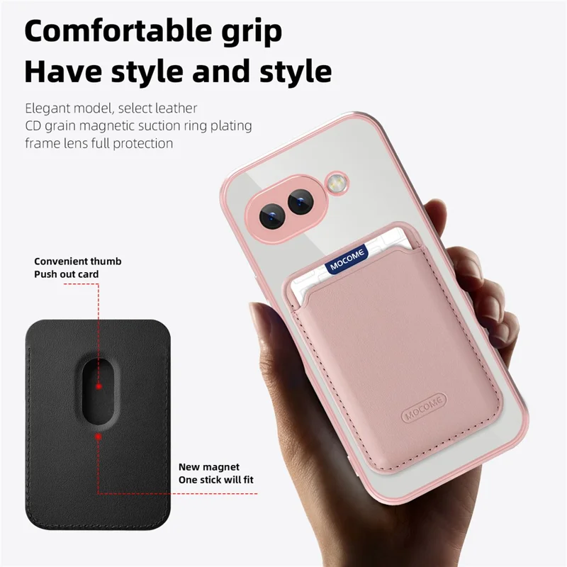 لـ جوجل بيكسل 9a غطاء هاتف متوافق مع MagSafe من مادة TPU + PC مع حافظة بطاقات - وردي