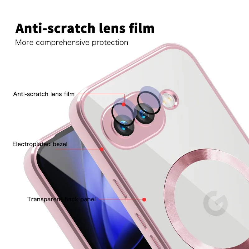 لـ جوجل بيكسل 9a غطاء هاتف متوافق مع MagSafe من مادة TPU + PC مع حافظة بطاقات - وردي