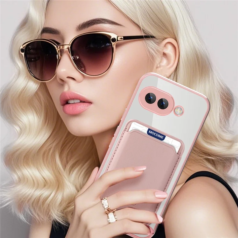 لـ جوجل بيكسل 9a غطاء هاتف متوافق مع MagSafe من مادة TPU + PC مع حافظة بطاقات - وردي