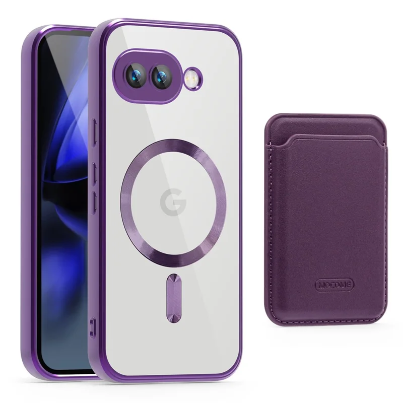 Fodral för Google Pixel 9a Kompatibel med MagSafe TPU + PC mobilskal med kortficka - Lila