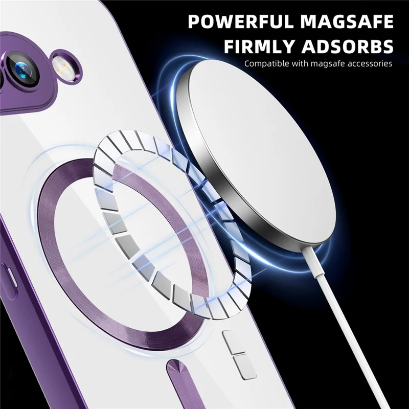 Fodral för Google Pixel 9a Kompatibel med MagSafe TPU + PC mobilskal med kortficka - Lila