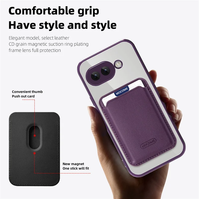 Fodral för Google Pixel 9a Kompatibel med MagSafe TPU + PC mobilskal med kortficka - Lila