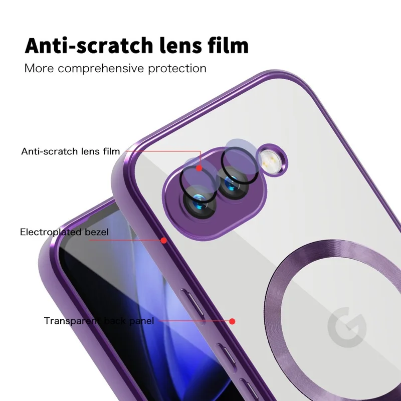 Fodral för Google Pixel 9a Kompatibel med MagSafe TPU + PC mobilskal med kortficka - Lila